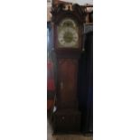 An Antique oak cased long case clock, with dial marked Benjamin Piers Chester, with brass dial and
