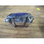 An Edwardian silver pin cushion, in the form of a pig, Birmingham 1904, maker C.S.F.S