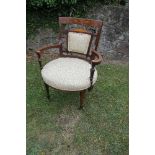 An Edwardian mahogany and inlaid bedroom chair, Condition Report: Widest point - 25.25ins height