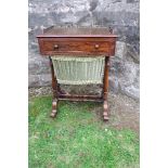 A 19th century rosewood work table, with galleried top and leather inset, with draw below, 19ins x