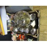 36395 A box of assorted silver plate