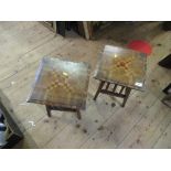 Two occasional tables with parquetry decoration