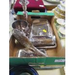 A box of assorted silver plate