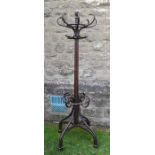 A bent wood hat stand, height 77ins