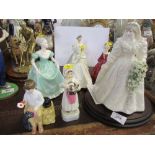 A collection of figures, including Royal Doulton and Coalport