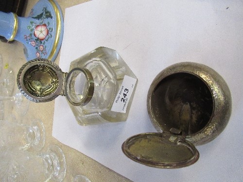 A silver inkwell with glass cut star base, Chester 1899 and a hallmarked silver round box - Image 2 of 4