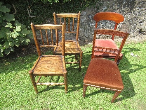 A pair of clissett style country chairs, together with a Victorian chair and an Edwardian chair - Image 2 of 2