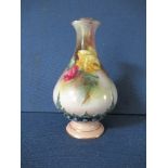 A Hadleys Worcester vase, of baluster form, decorated with roses, monogrammed JHC, circa 1908,