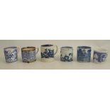 A collection of coffee cans, to include Liverpool, Royal Lilly pattern, Bow, Ridgeway and Miles