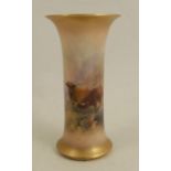A Royal Worcester spill vase, decorated with Highland cattle by Harry Stinton, Shape G923, circa