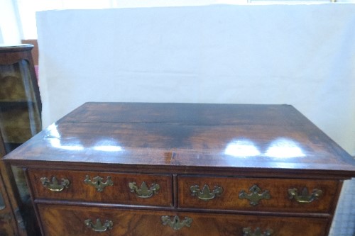 An 18th century walnut chest on stand, having two short drawers, over three long graduated long - Image 4 of 9