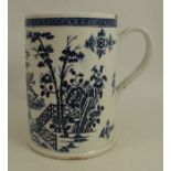 A large Bow blue and white mug, decorated with the Shrubs and Bamboo pattern, height 7insCondition