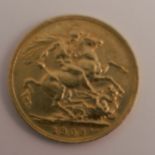 A 1909 gold sovereign