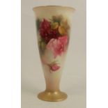 A Royal Worcester vase, decorated with roses by K Blake, shape number 2601, dated 1917, height