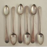 A set of six silver feather edge coffee spoons, engraved with an H, makers mark only ER, possibly