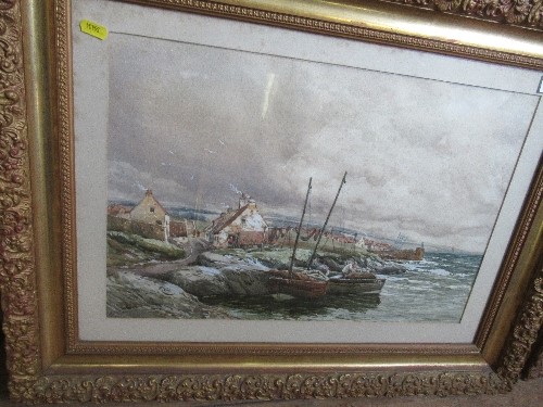 G M Williams, pair, watercolours, river landscape and harbour scene