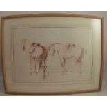 John Skeaping, pastel, Carmargue Ponies, 14ins x 21ins (D)