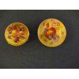 A Royal Worcester small dish, decorated with blackberries and autumn leaves by Kitty Blake, together