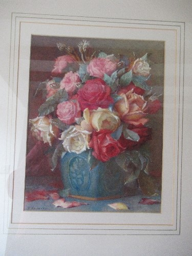 Frederick Spencer, watercolour, roses, 12.5ins x 9.5ins