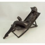 Sydney Harpley, bronze, Girl in a Deck Chair, 16ins x 9.5ins (D)