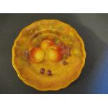A Royal Worcester plate, decorated with hand painted fruit by Leaman, diameter 9.5insCondition