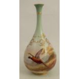 A Royal Worcester Hadleys vase, decorated with a cock pheasant in a landscape by W Jarman, height