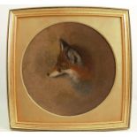 Oldfield, circular oil on board, study of a fox, dated Aug 13th 1876, diameter 11.75ins