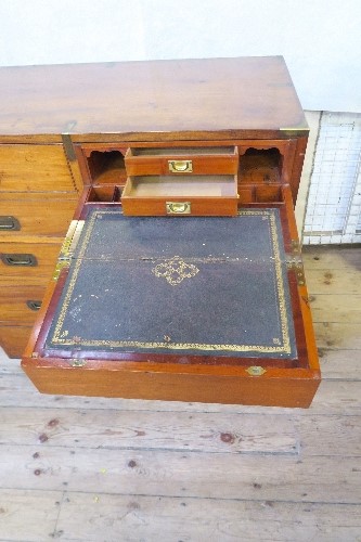 A 19th century two section military/campaign chest, with brass fittings, fitted with five drawers, - Image 3 of 7