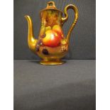 A Royal Worcester coffee pot, decorated with hand painted fruit by Horace Price, height 6.