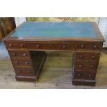 A Victorian twin pedestal desk, width 48ins, depth 29ins