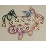 Eleven Cheltenham Steeplechase Club enamel badges, two for 1987, three for 1988, three for 1989