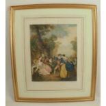 William Allingham, four stipple engravings, figures in landscape, 18ins x 14ins