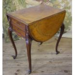 A Victorian burr walnut work table, width 24ins, height 28.5ins