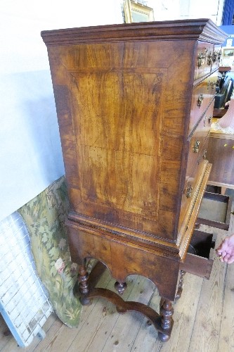 An 18th century walnut chest on stand, having two short drawers, over three long graduated long - Image 5 of 9