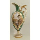 A Royal Worcester vase, decorated with a central landscape panel in the style of Harry Davis, to a