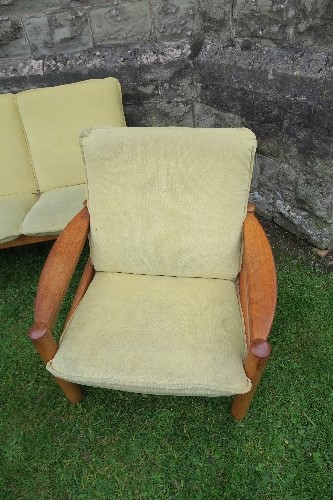 A 'Domino' Danish three piece suite, stamped, settee width 74ins, chairs width 30ins - Image 2 of 6
