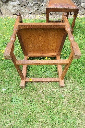 A set of six (4 +2) dining chairs, by Eagleman, apprentice to 'Mouseman', with lattice back and - Image 4 of 6