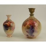 Two Royal Worcester vases, decorated with blackberries and autumn leaves, shape number H126,