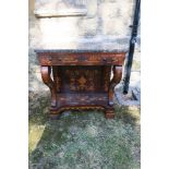 A 19th century dutch marquetry style marble topped table,af
