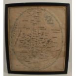 An early 19th century framed tapestry map, A Map of England and Wales by Hannah Cook 1804, 18.5ins x