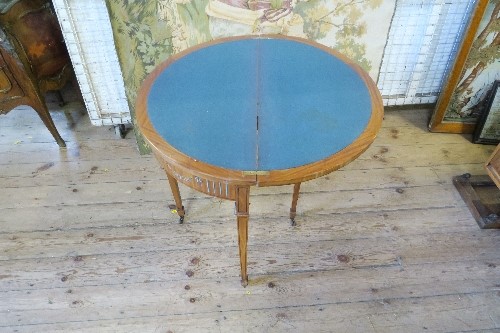 A Sheraton revival satinwood card table, decorated with 18th century portrait of a lady and floral - Image 4 of 5