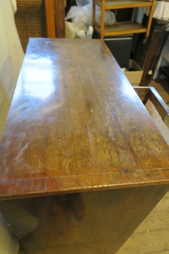 A 19th century mahogany chest of drawers, two short over four graduated drawers, raised on bracket - Image 2 of 6