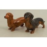 Two Royal Worcester models of Dachshunds, shape number 3294, length 4.5ins x height 2insCondition