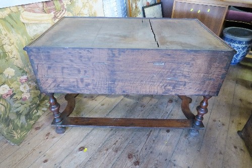 An 18th century walnut chest on stand, having two short drawers, over three long graduated long - Image 8 of 9