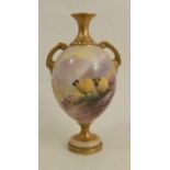 A Royal Worcester vase, decorated with sheep in a landscape by Harry Davis, Shape 2304, circa
