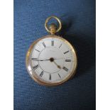 Anonymous, an 18 carat gold open faced pocket watch with stopwatch action, the white enamel dial,