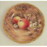 A Royal Worcester side plate, decorated with hand painted fruit by Love, circa 1958, diameter