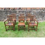 A set of six (4 +2) dining chairs, by Eagleman, apprentice to 'Mouseman', with lattice back and