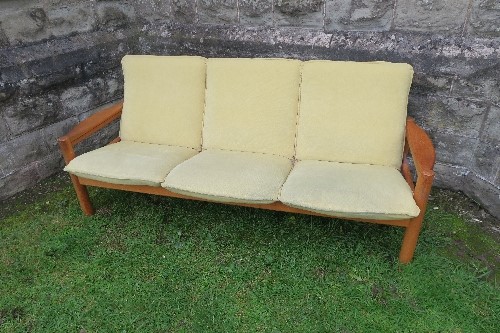 A 'Domino' Danish three piece suite, stamped, settee width 74ins, chairs width 30ins - Image 5 of 6
