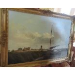 A J Canham, oil on canvas, Wherry on the Yare, 24ins x 36ins